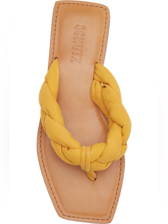 SCHUTZ Shoes - SCHUTZ Braided Yellow Leather Toe-Post Sandal